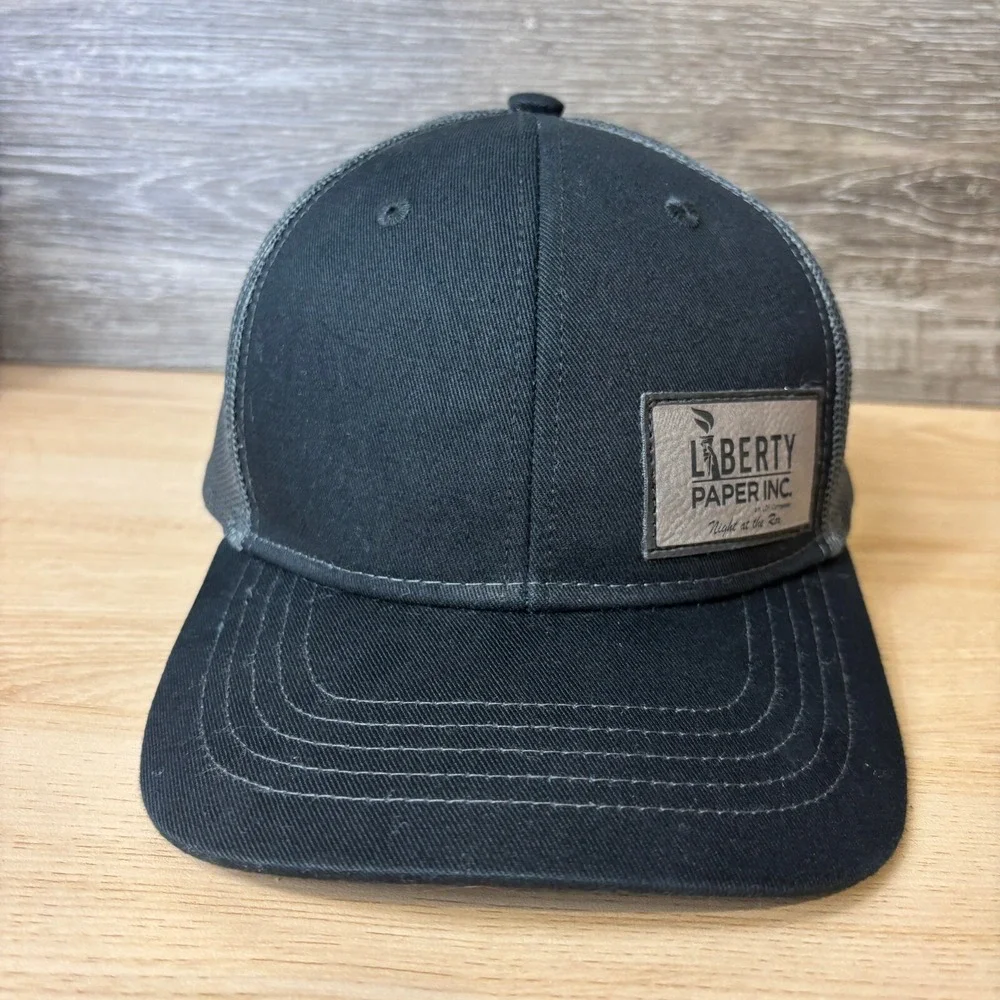 Liberty Paper Hat Cap Snap Back Black Gray Adjustable